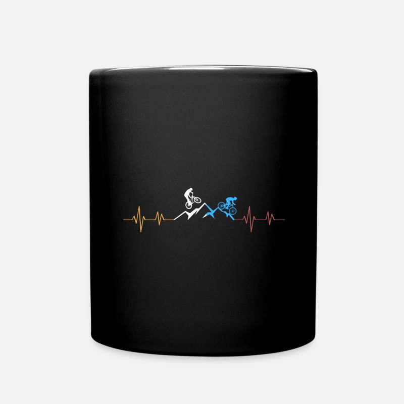 Herzschlag Fahrrad Biker Geschenk - Tasse einfarbig - Schwarz