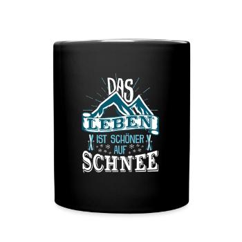 Das Leben ist schöner auf Schnee Winter Skifahren - Tasse einfarbig - Schwarz - Vorne