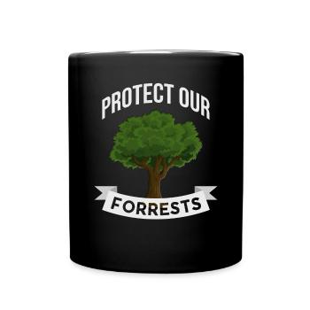 Protects the forests Forest conservation tree cartoon - Full Colour Mug - black - Front
