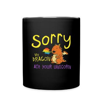 Unicorn Drache Mythologie Kindergeburtstag Märchen - Tasse einfarbig - Schwarz - Vorne