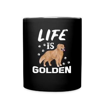 Life is Golden - Golden Retriever - Full Colour Mug - black - Front