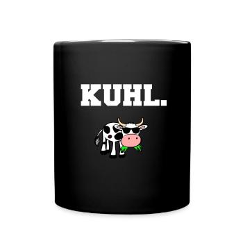 Kuhl lustiges Kuh Motiv Schwarz 2 - Tasse einfarbig - Schwarz - Vorne