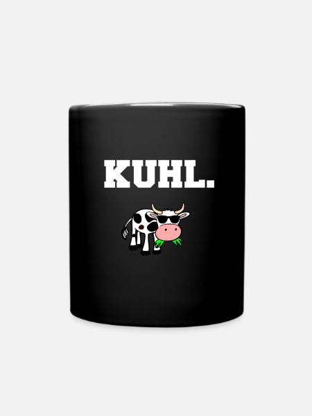 Kuhl lustiges Kuh Motiv Schwarz 2 - Tasse einfarbig - Schwarz