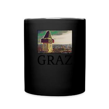 Graz Stadt Skyline Österreich Kunst - Tasse einfarbig - Schwarz - Vorne