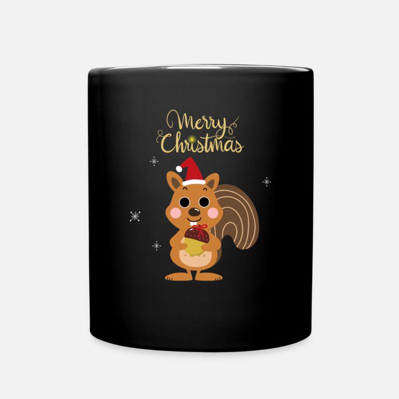 Squirrel Christmas Squirrel - Full Colour Mug - black
