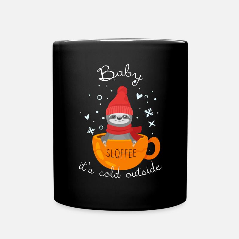 Sloffee Faultier - Baby, es ist kalt draußen - Tasse einfarbig - Schwarz