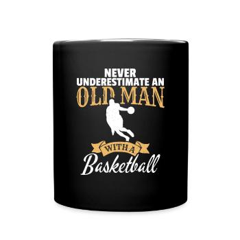 Basketball vieux homme grand-père père pension - Mug uni - noir - Devant
