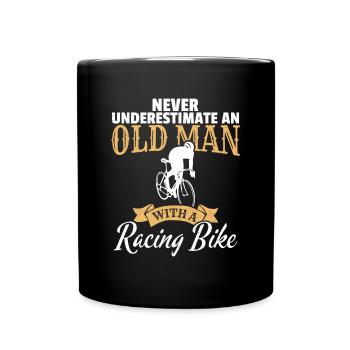 Road Bike Old Man Bicycle Gift Grandpa Funny - Full Colour Mug - black - Front