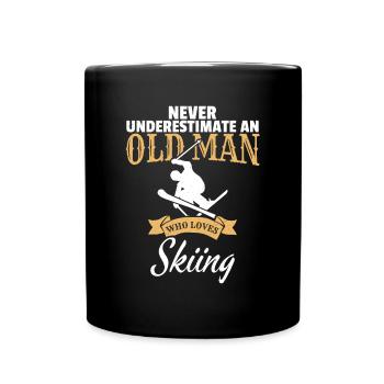 Ski Alter Mann Opa Wintersport Skifahren Geschenk - Tasse einfarbig - Schwarz - Vorne