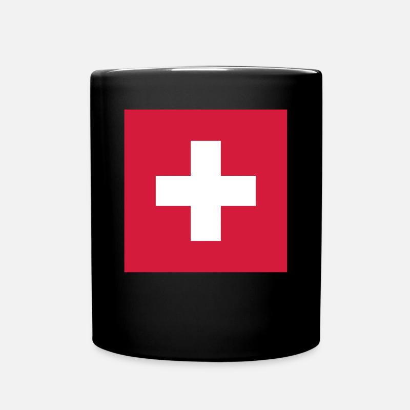 Swiss flag, cross, flag, Switzerland - Full Colour Mug - black