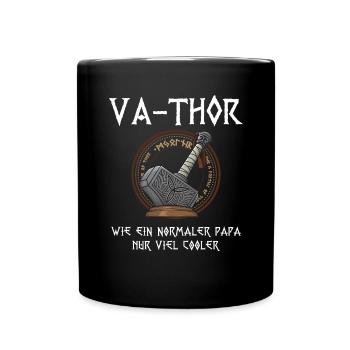 Va-Thor Vater Thor Vatertag Wikinger Papa Geschenk - Tasse einfarbig - Schwarz - Vorne