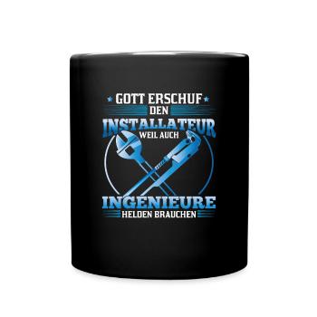 Installer God created him because engineers also - Full Colour Mug - black - Front