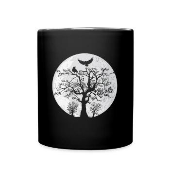 Frêne mondial avec deux corbeaux - Mug uni - noir - Devant