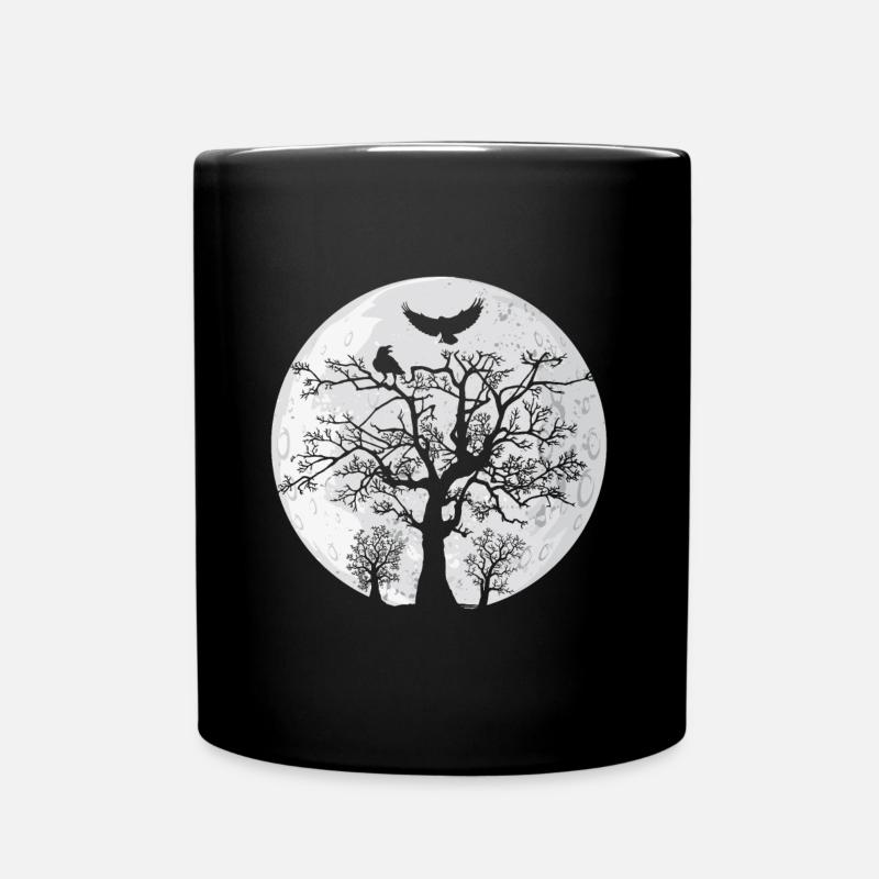 Frêne mondial avec deux corbeaux - Mug uni - noir