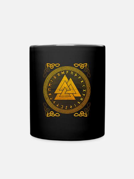 Noeud germanique Wotan Valknut et Futhark - Mug uni - noir