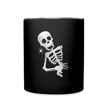 Skelett mit Spinne Halloween Kostüm - Tasse einfarbig - Schwarz - Vorne