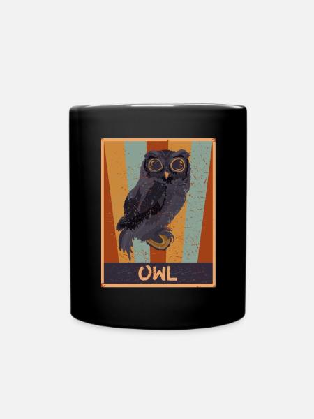 70s 80s retro owls vintage owl owl - Full Colour Mug - black