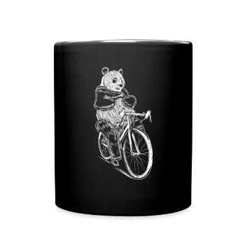 Cycling Panda Bear Bicycle Cyclist - Full Colour Mug - black - Front
