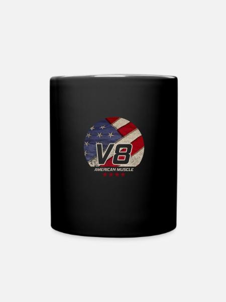 American Muscle US Car I Vintage Retro V8 Design - Full Colour Mug - black