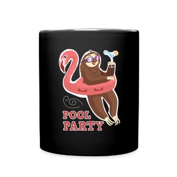 Pool Party Faultier aufblasbarer Flamingo Faultier - Tasse einfarbig - Schwarz - Vorne