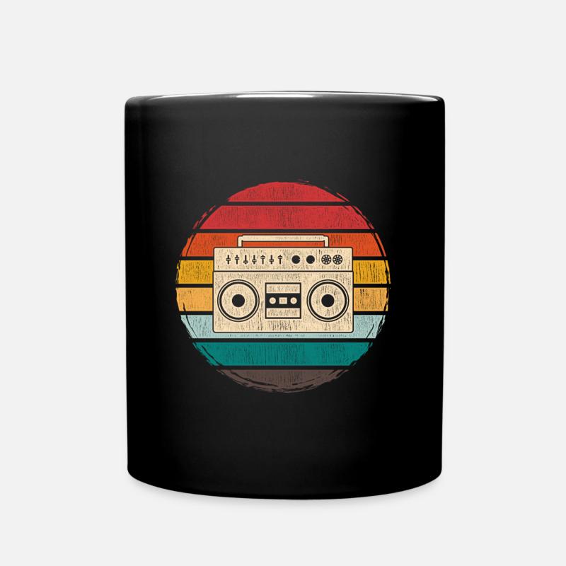 80er Jahre Kassettenrekorder - Tasse einfarbig - Schwarz