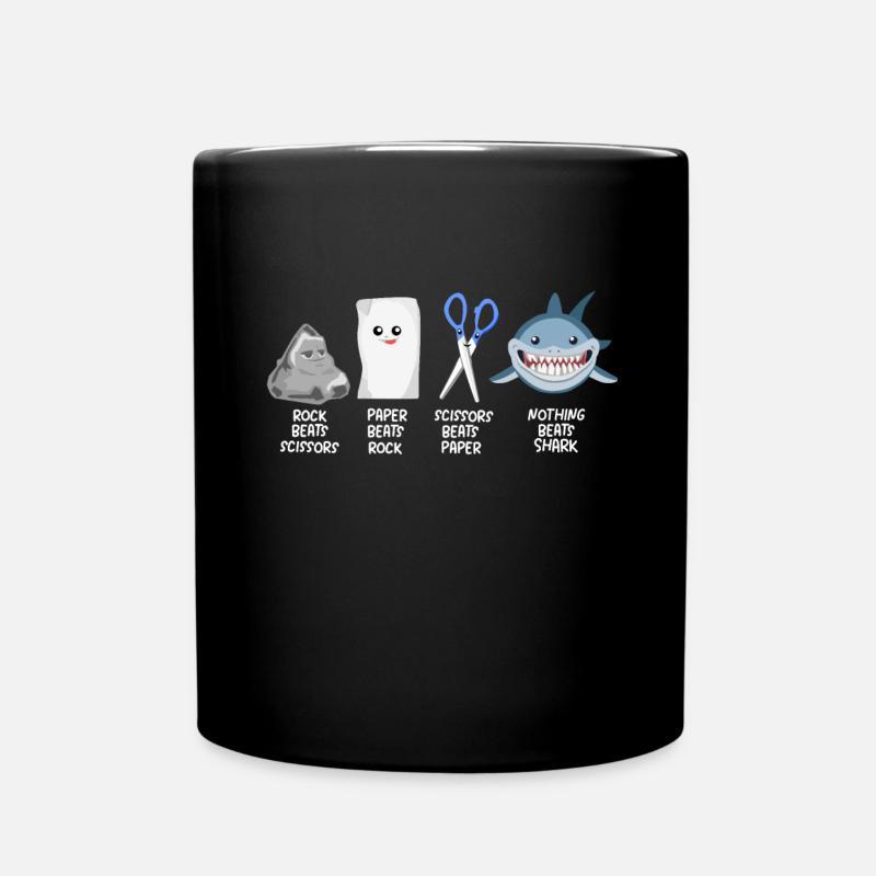 Ciseaux enfants requins de papier pierre - Mug uni - noir