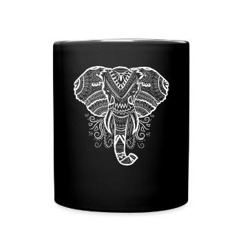 Elefanten Mandala Illustration Elephant - Tasse einfarbig - Schwarz - Vorne