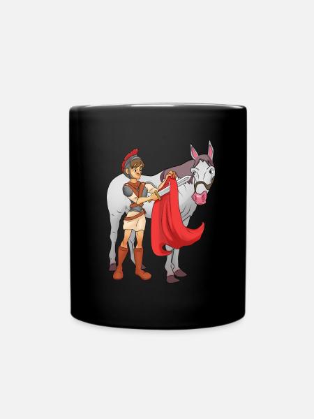 St Martin teilt seinen Mantel Cartoon - Tasse einfarbig - Schwarz