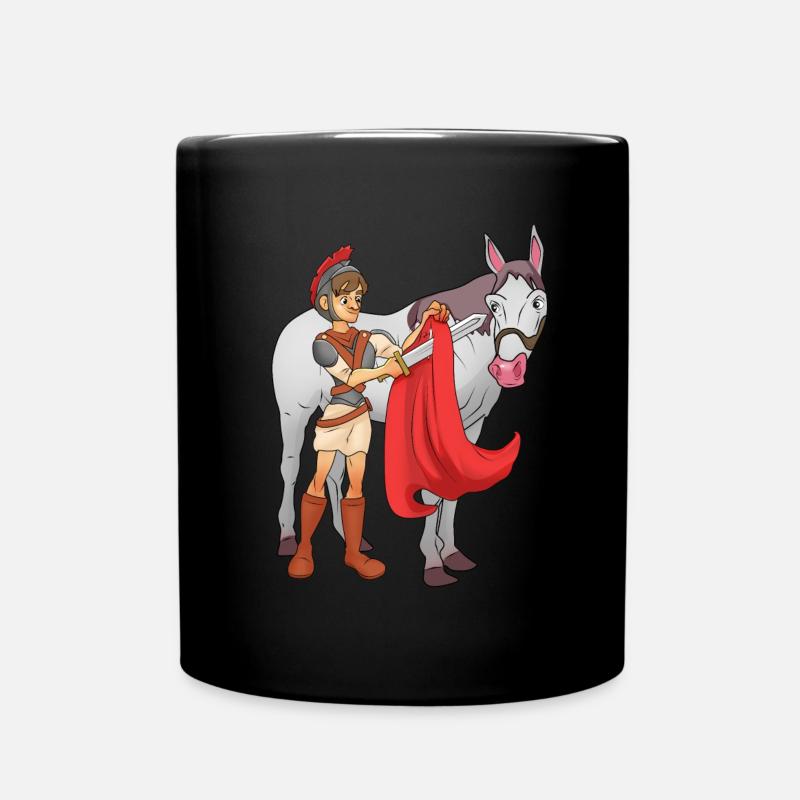 St Martin teilt seinen Mantel Cartoon - Tasse einfarbig - Schwarz