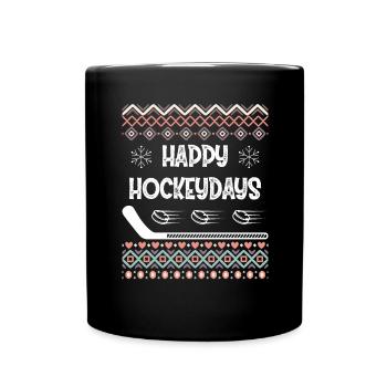 Cadeau de chandail de Noël moche du joueur de hockey - Mug uni - noir - Devant