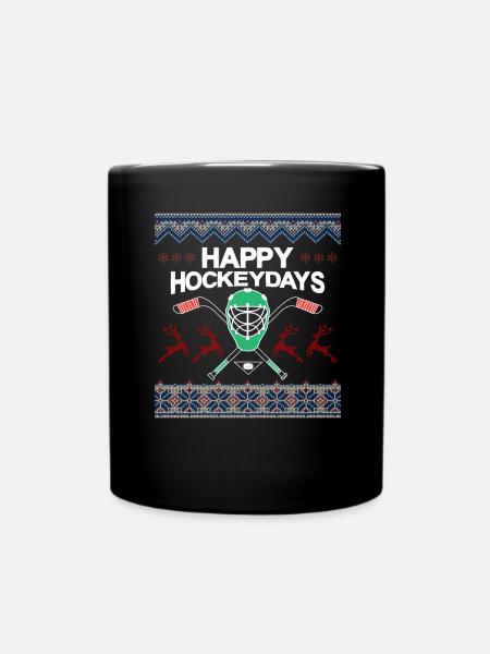 Cadeau de chandail de Noël moche du joueur de hockey - Mug uni - noir