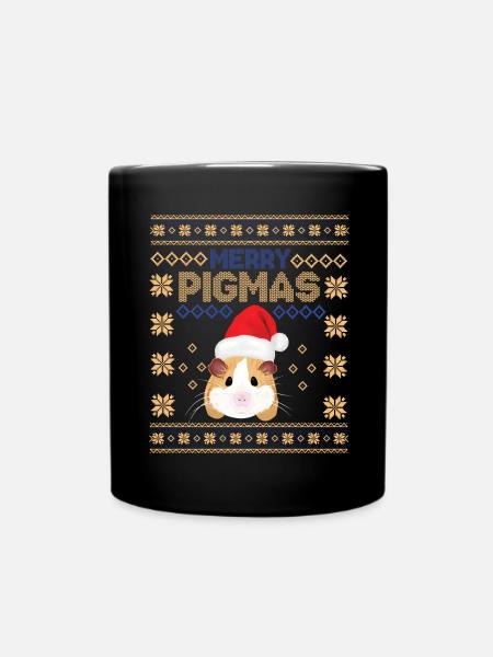 Chemise de cadeau de pull de Noël moche de joyeux Pigmas - Mug uni - noir
