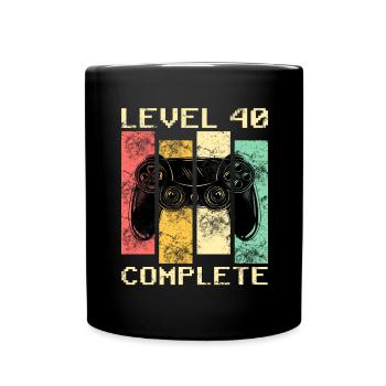 Level 40 Complete 40th Birthday 1980 Gift - Full Colour Mug - black - Front