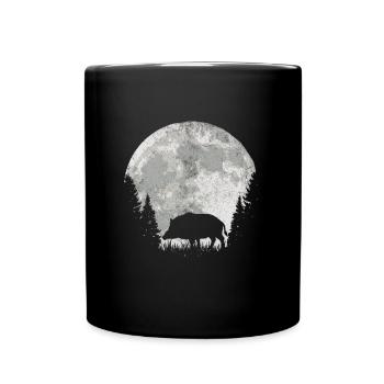 Jäger Wildschwein Keiler Mond - Tasse einfarbig - Schwarz - Vorne