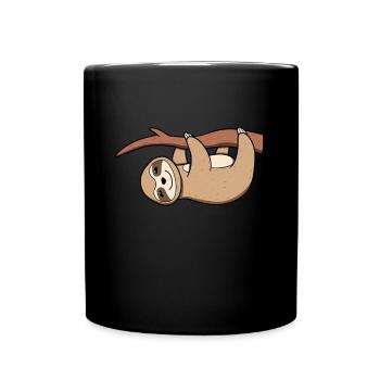 Faultier - Lustig- Geschenk Faultiere Sloth - Tasse einfarbig - Schwarz - Vorne