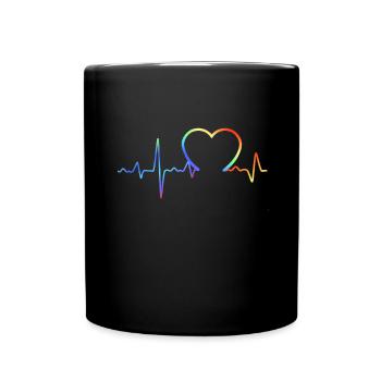 Rainbow Heartbeat Pride - Full Colour Mug - black - Front