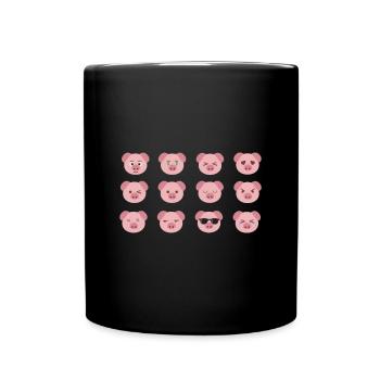 Visages de porc drôles. - Mug uni - noir - Devant