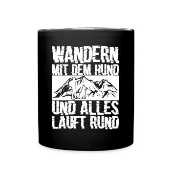 Wandern mit Hund - Tasse einfarbig - Schwarz - Vorne