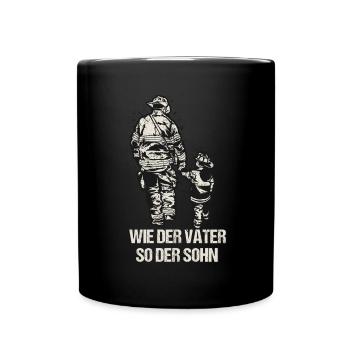 Cadeau père fils pompier - Mug uni - noir - Devant