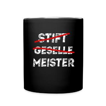 Gesellenprüfung lustiges Stift Meister Geselle - Tasse einfarbig - Schwarz - Vorne