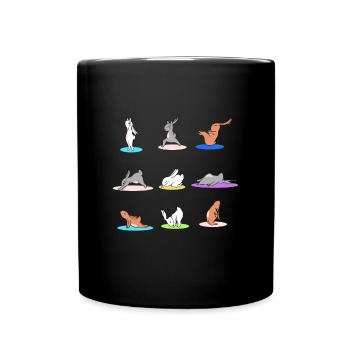 Yoga bunny Easter bunny Easter - Full Colour Mug - black - Front