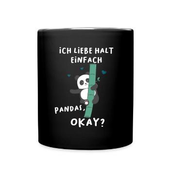Panda Bambus Ich Liebe Pandas Pandabär - Tasse einfarbig - Schwarz - Vorne