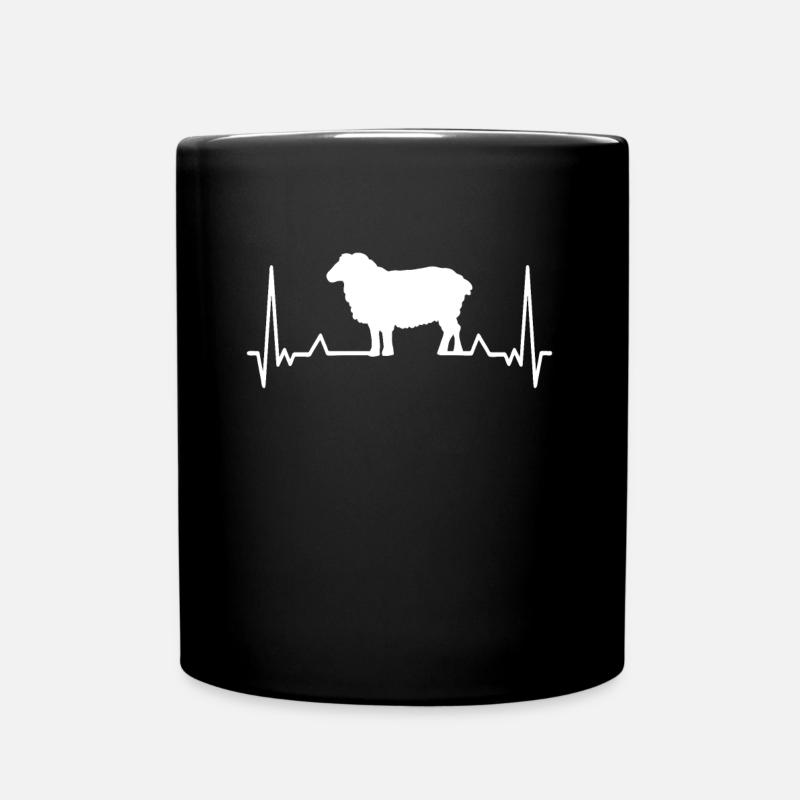Schaf Herzschlag - Tasse einfarbig - Schwarz