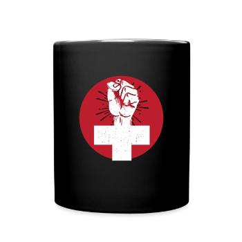 Feminist with a raised fist - Full Colour Mug - black - Front