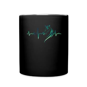 Horse heartbeat rider rider gift - Full Colour Mug - black - Front