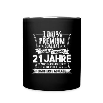 21. Geburtstag Jahrgang 21 Jahre 1999 Geschenk - Tasse einfarbig - Schwarz - Vorne