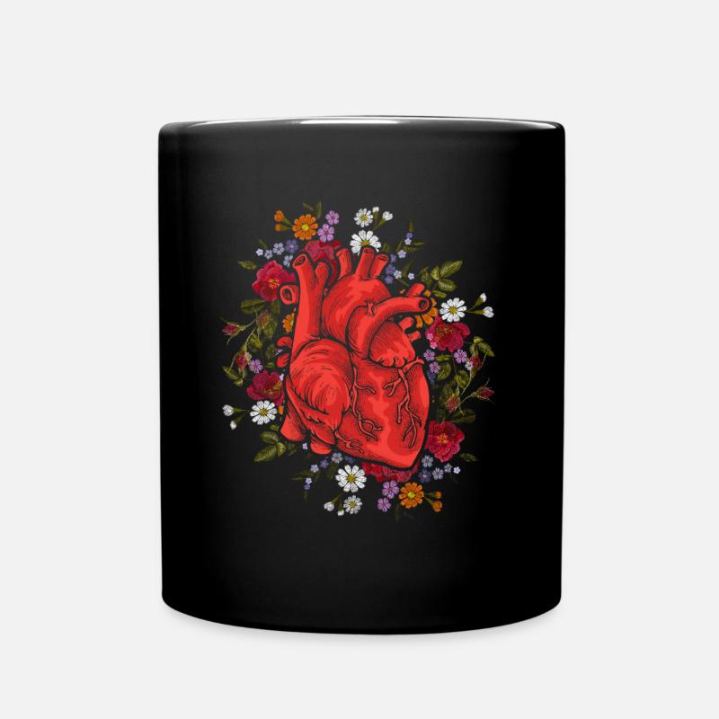 Coeur floral anatomique - Mug uni - noir