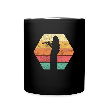 Retro flute player - Full Colour Mug - black - Front