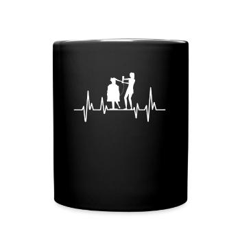 Coiffeur avec le rythme cardiaque du client - Mug uni - noir - Devant