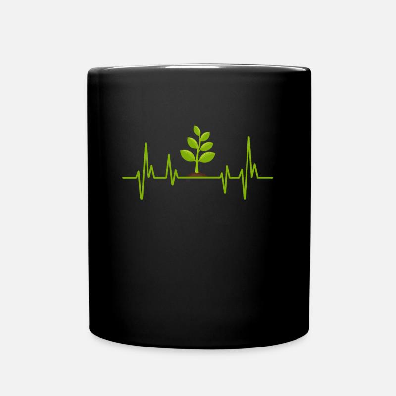 Heartbeat plant gardener - Full Colour Mug - black